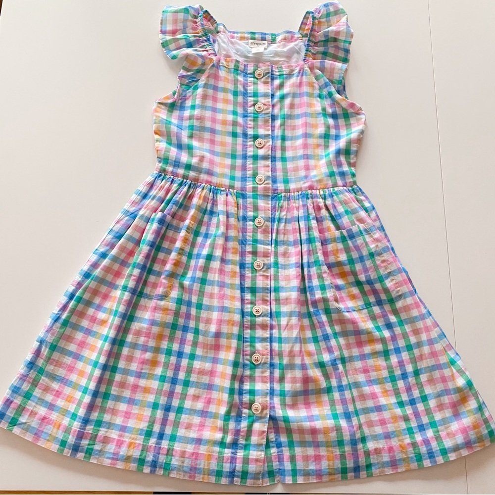 Crewcuts Easter pastel gingham plaid dress sz 10